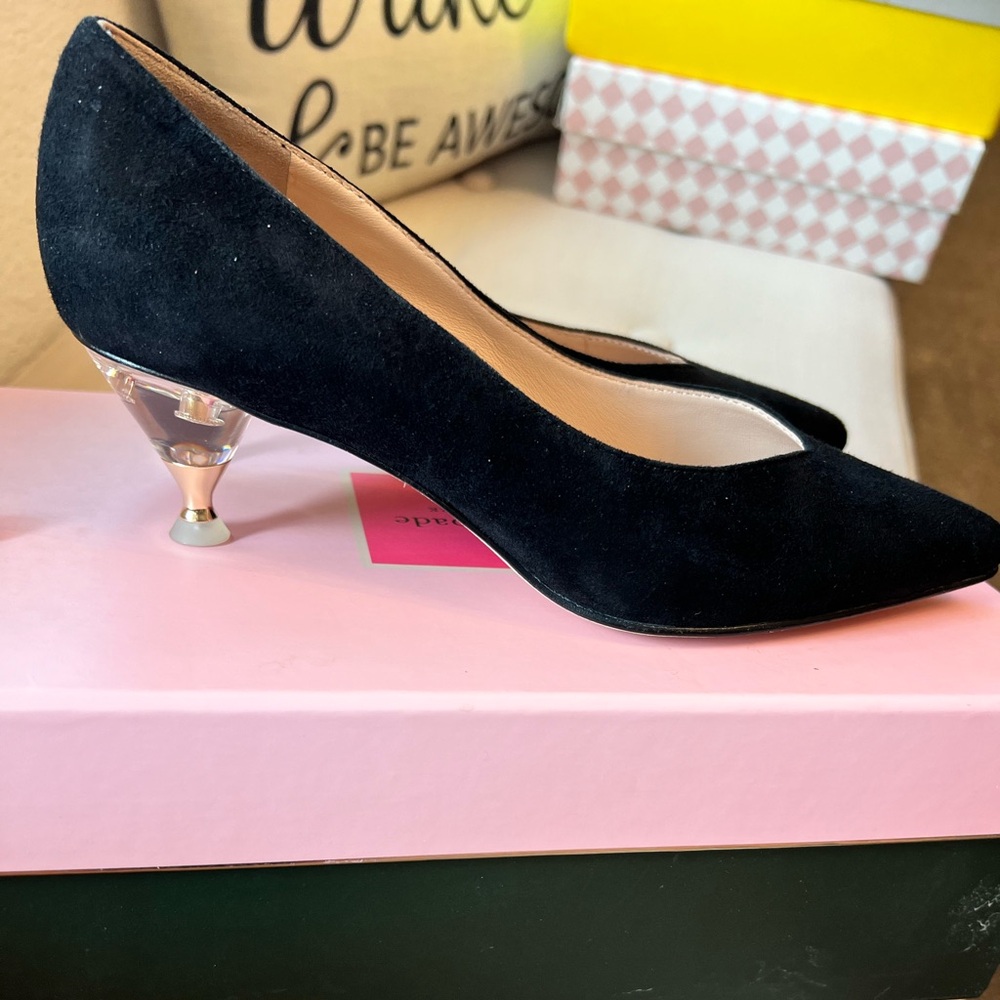 Kate Spade kitten heel - black suede - Coco 6.5 NEVER WORN